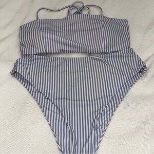 SHEIN Blue and White Striped Bikini